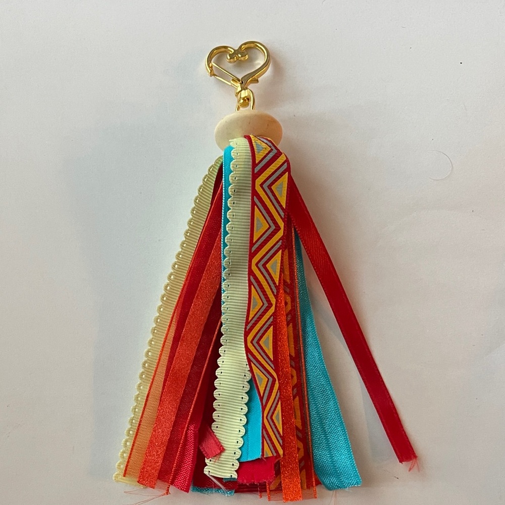 Vibrant Multicolor Tassel Keychain with Heart Clasp